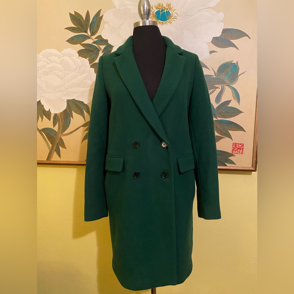 Zara Women’s Green Double Breasted Coat Size XS